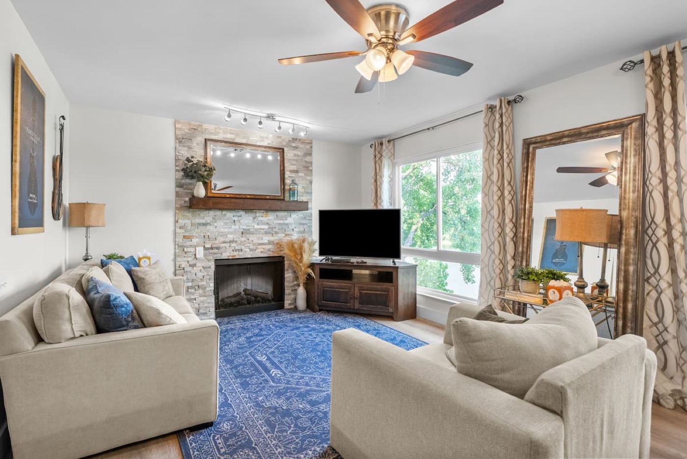 Living room with fireplace